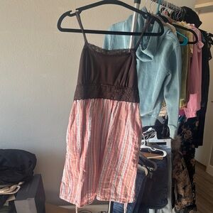 Mossimo Supply Co. Peach Eyelet Spaghetti Strap Midi Dress